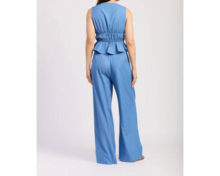 En Saison - High-rise Relaxed Chambray Pant