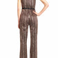 Aidan By Aidan Mattox - Sleeveless Piping Detail Tie Metallic Lurex Jumpsuit