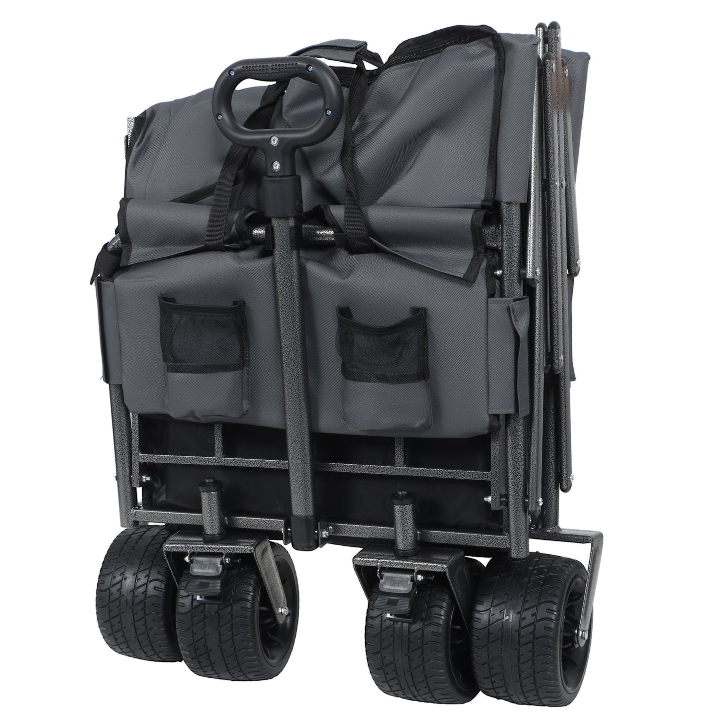 3-in-1 Convertible Folding Wagon Cart with Bench Seat & Storage