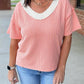 Ee:Some - Textured Contrast V-neck Top