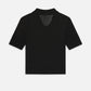 Frame - Ribbed Short Sleeves Cropped Polo Shirt
