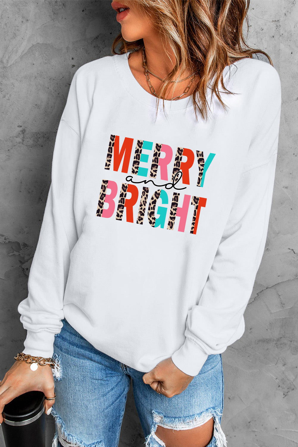 Moletom com estampa MERRY AND BRIGHT