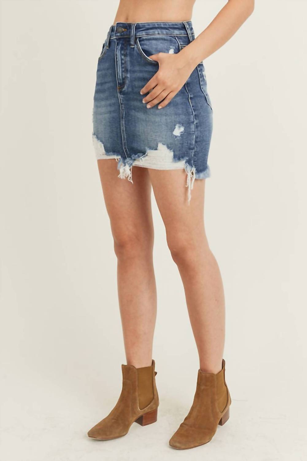 Risen - Distressed Mini Skirts