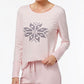 Pijama feminino reversível Nautica com estampa de floco de neve, rosa, tamanho grande