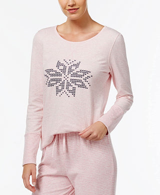 Pijama feminino reversível Nautica com estampa de floco de neve, rosa, tamanho grande