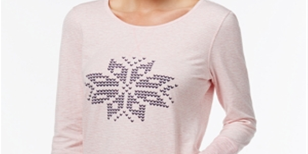 Pijama feminino reversível Nautica com estampa de floco de neve, rosa, tamanho grande