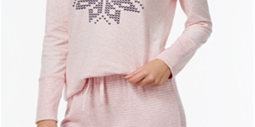 Pijama feminino reversível Nautica com estampa de floco de neve, rosa, tamanho grande