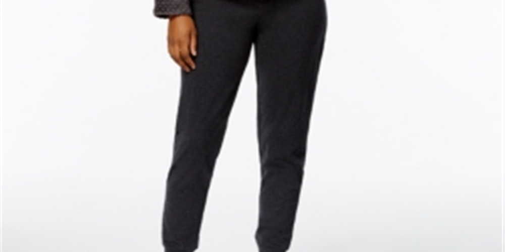 Conjunto de pijama feminino Nautica com blusa texturizada e calça de moletom cinza, tamanho médio