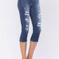 Judy Blue - Mid-rise Contrast Patch Skinny Capri Jeans - Plus Size