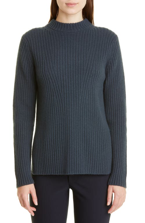 Vince Wool & Cashmere Rib Tunic Sweater in Tide Pool, Size Small