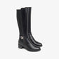 Nerogiardini - Women's Leather Stretch Buckle Knee Boots