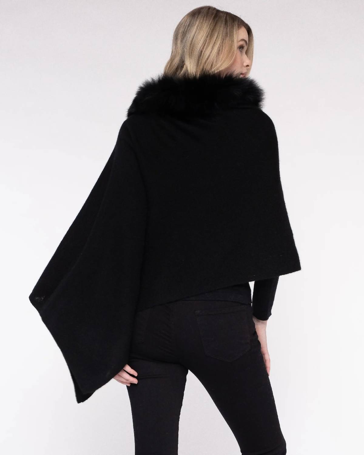 Alashan Cashmere - Fox Trim Topper Poncho