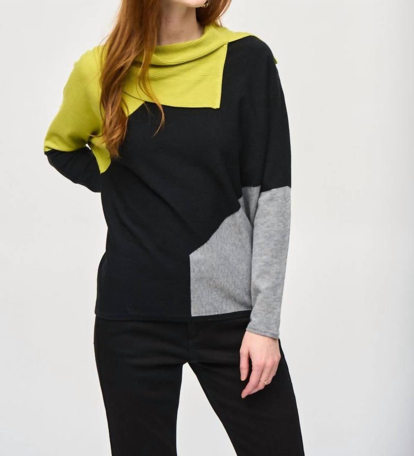 Joseph Ribkoff - Color Block Cowl Neck Long Sleeve Top