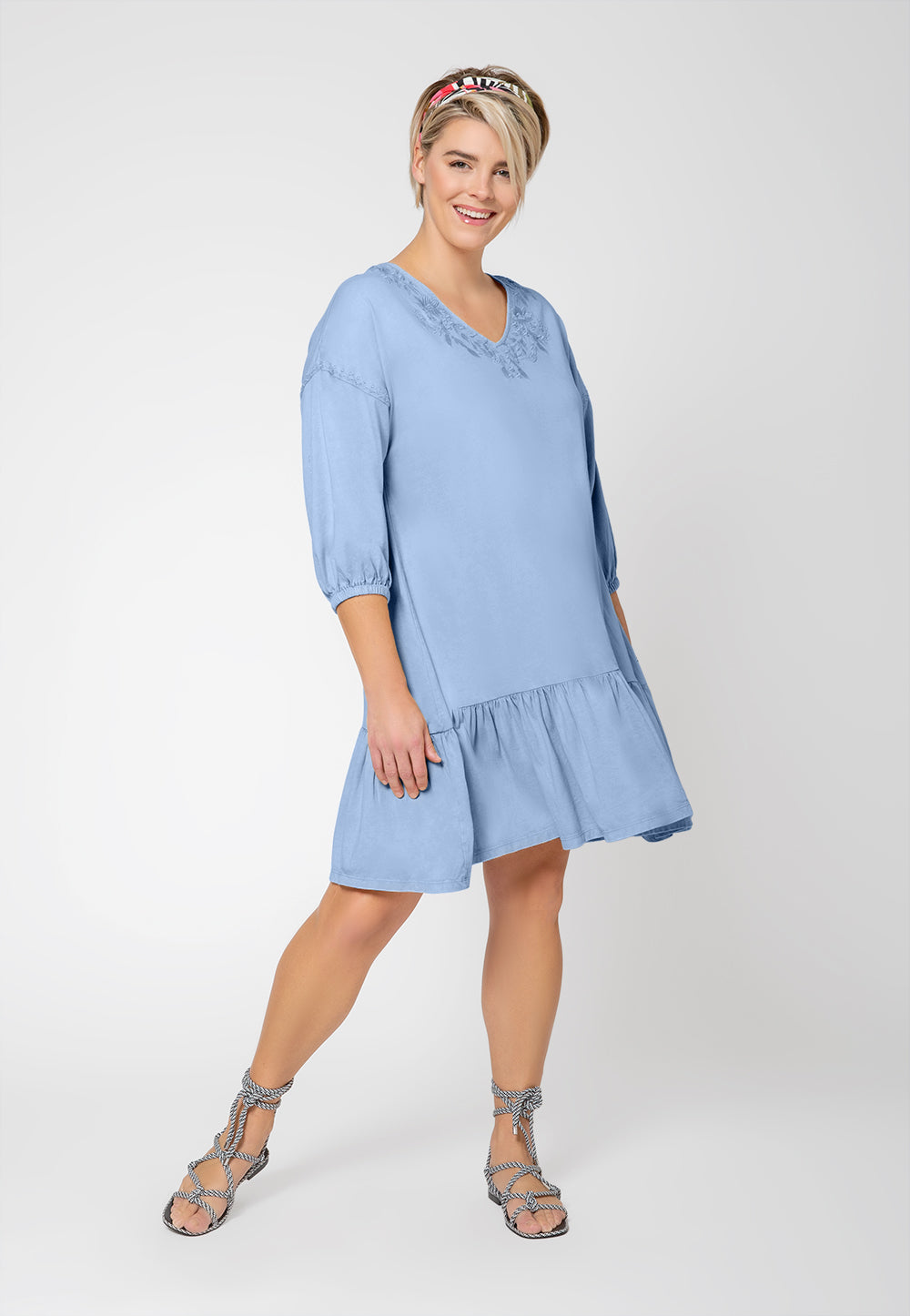Vestido-camisa bordado Luna feminino Leota azul