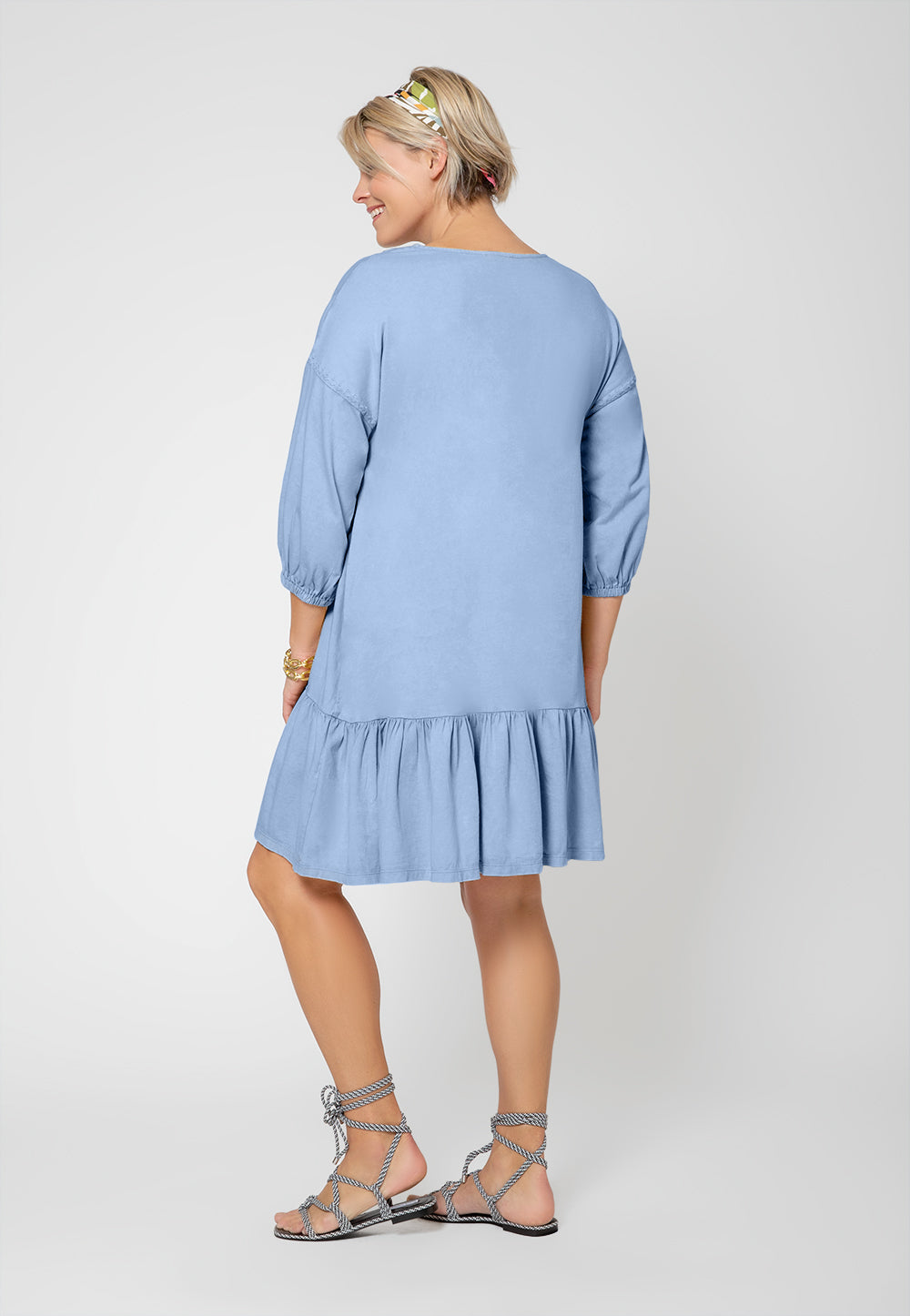 Vestido-camisa bordado Luna feminino Leota azul