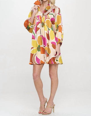 Adrienne - High Ruffle Neck Silky Dress