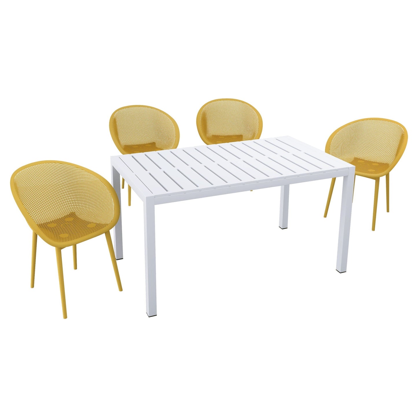4 Pack Lounge Chair Set With Long Table