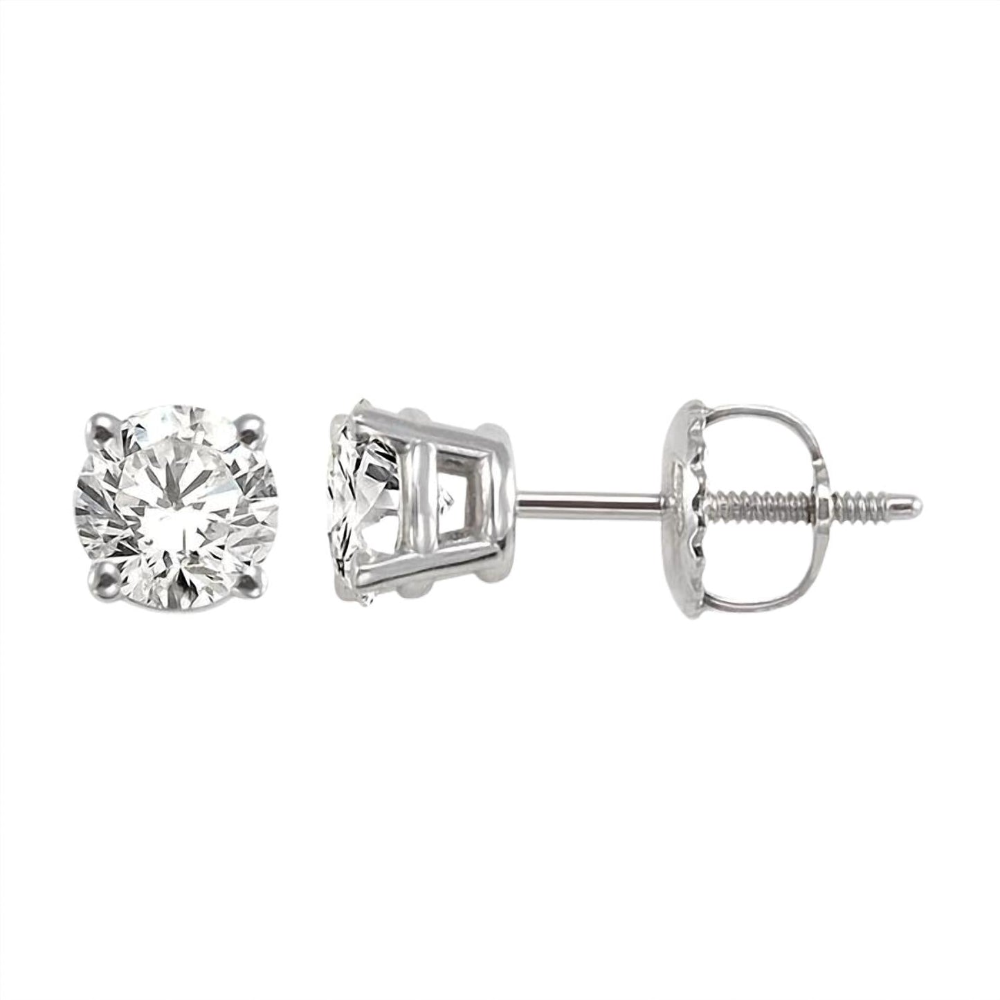 Aamiaa - 1.00 Carat Natural Diamond Round Brilliant Stud Earrings