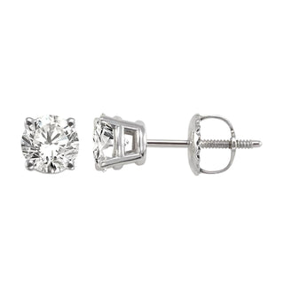 Aamiaa - Brincos de pino redondos brilhantes com diamante natural de 1,00 quilates