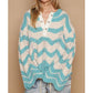 Pol - Oversize Round Neck Stripes Solid Pullover Sweater
