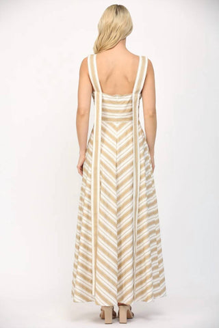 Fate - Two Tone Stripe Long Strap Detailed Maxi Dress