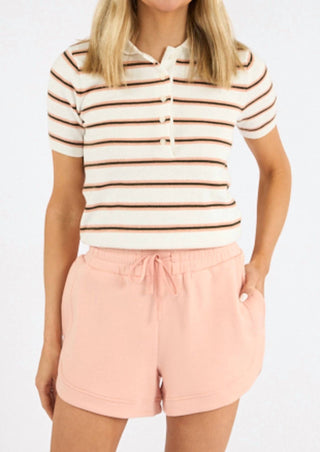 Varley - Faustine Button Stripe Neck Polo