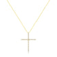 10K Yellow Gold Plated .925 Sterling Silver 3.0 Cttw Prong-Set Round Brilliant Cut Diamond Cross 18" Pendant Necklace (J-K Color, I1-I2 Clarity)