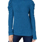 Trendsi - Ribbed Mock Neck Top With Puff Sleeves