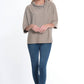 Multiples - Elbow Dolman Sleeve Zip Cowl Collar Hi-lo Top