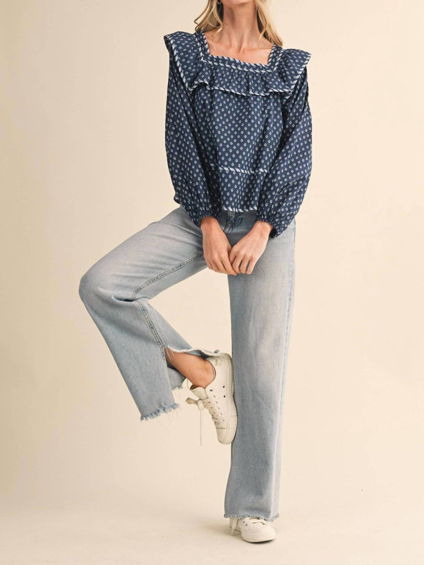&Merci - Baby Doll Square Neck Blouse