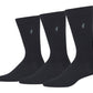 Polo Ralph Lauren Masculino Pacote com 3 Meias Masculinas Lisas Supermacias com Logotipo Bordado Preto Tamanho 13-16