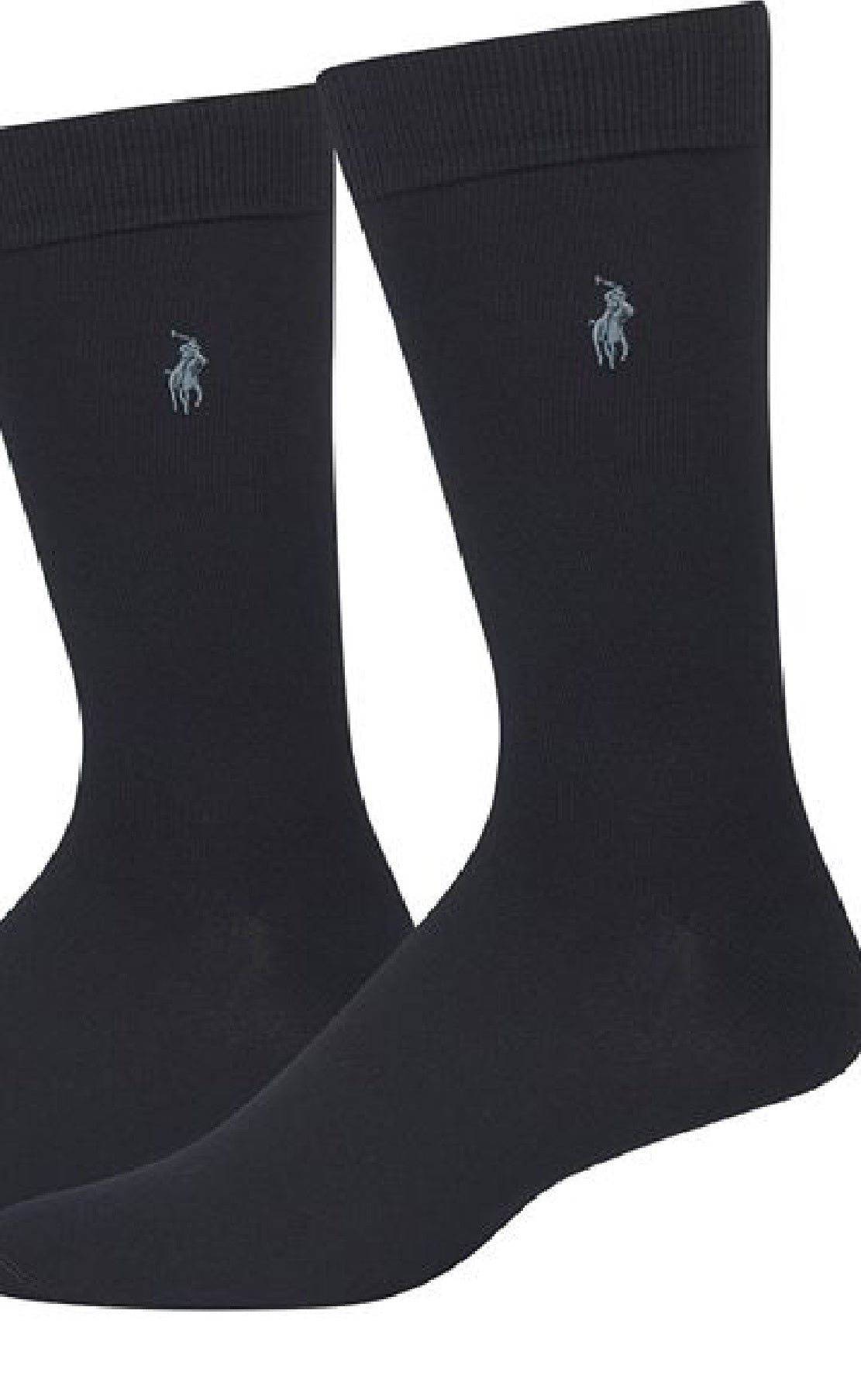 Polo Ralph Lauren Masculino Pacote com 3 Meias Masculinas Lisas Supermacias com Logotipo Bordado Preto Tamanho 13-16