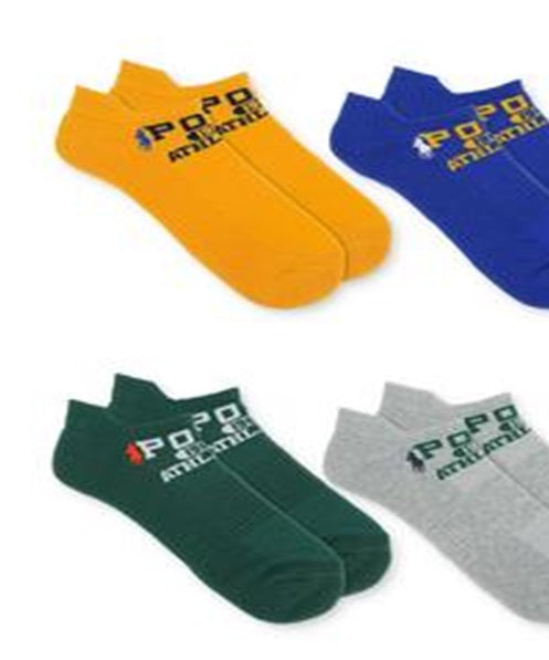 Meias Ralph Lauren Masculinas com Logo e Corte Baixo, Vermelhas, Tamanho Regular