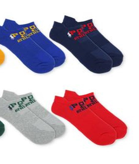 Meias Ralph Lauren Masculinas com Logo e Corte Baixo, Vermelhas, Tamanho Regular