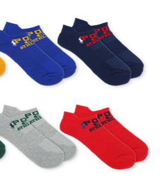 Meias Ralph Lauren Masculinas com Logo e Corte Baixo, Vermelhas, Tamanho Regular