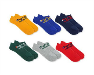 Meias Ralph Lauren Masculinas com Logo e Corte Baixo, Vermelhas, Tamanho Regular