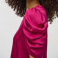 Joseph Ribkoff - Crew Neck Shirred Sleeve Satin Top
