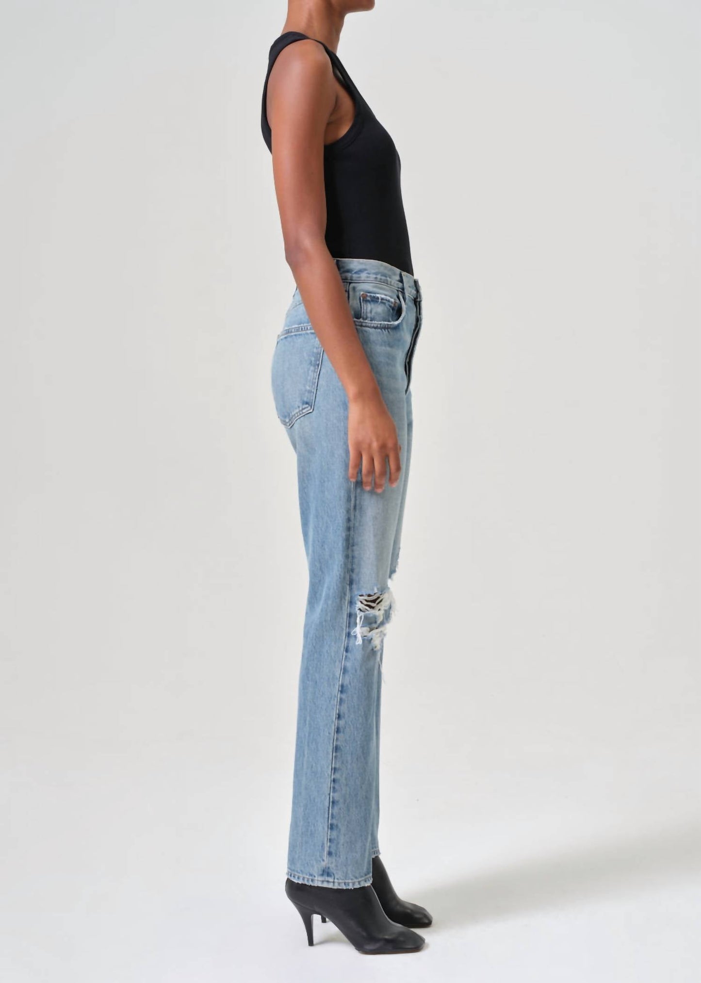 Agolde - '90s Pinch Waist Ripped High Waist Straight Leg Jeans