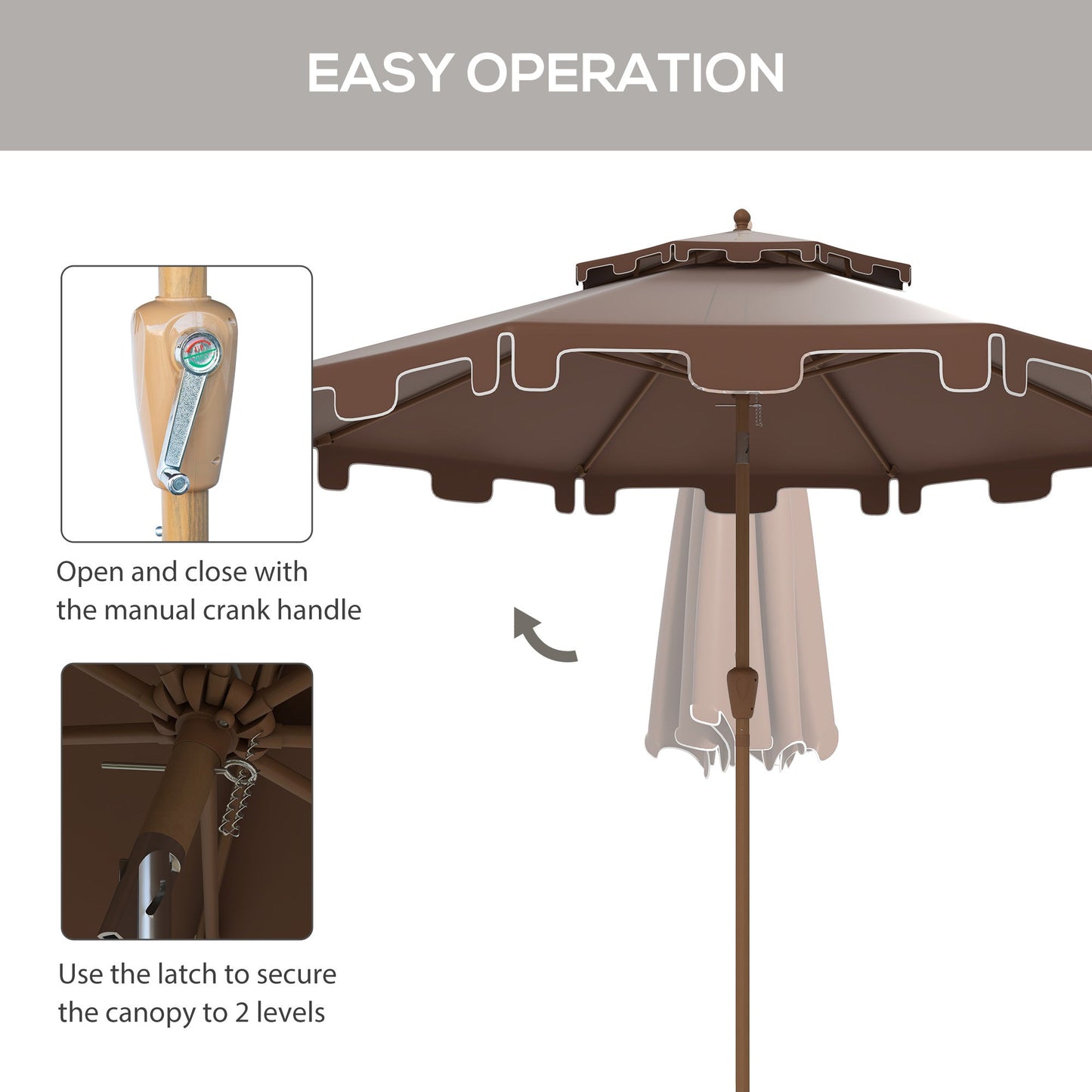 Outsunny 9' Patio Umbrella with Push Button Tilt and Crank
