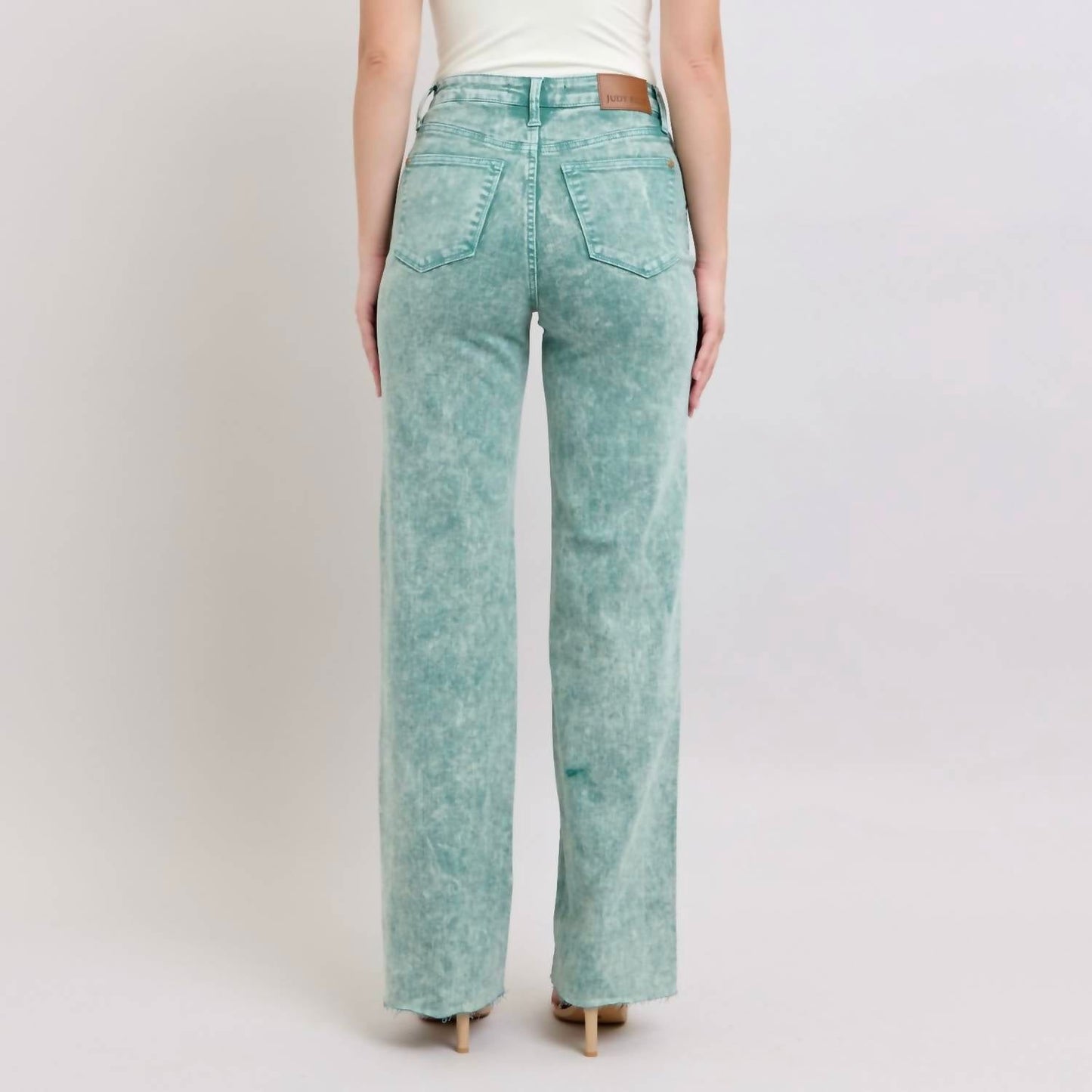 Judy Blue - High-waisted Garment-dyed Raw Hem Dad Jeans