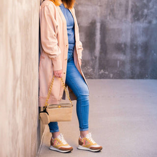 Free People - Cardigan azul na altura do joelho