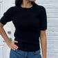 Repeat Cashmere - Cashmere Blend Short Sleeve Rib Knit Sweater