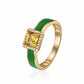 Diana M Jewels - Anel de diamante com esmalte citrino amarelo de 0,60 cts