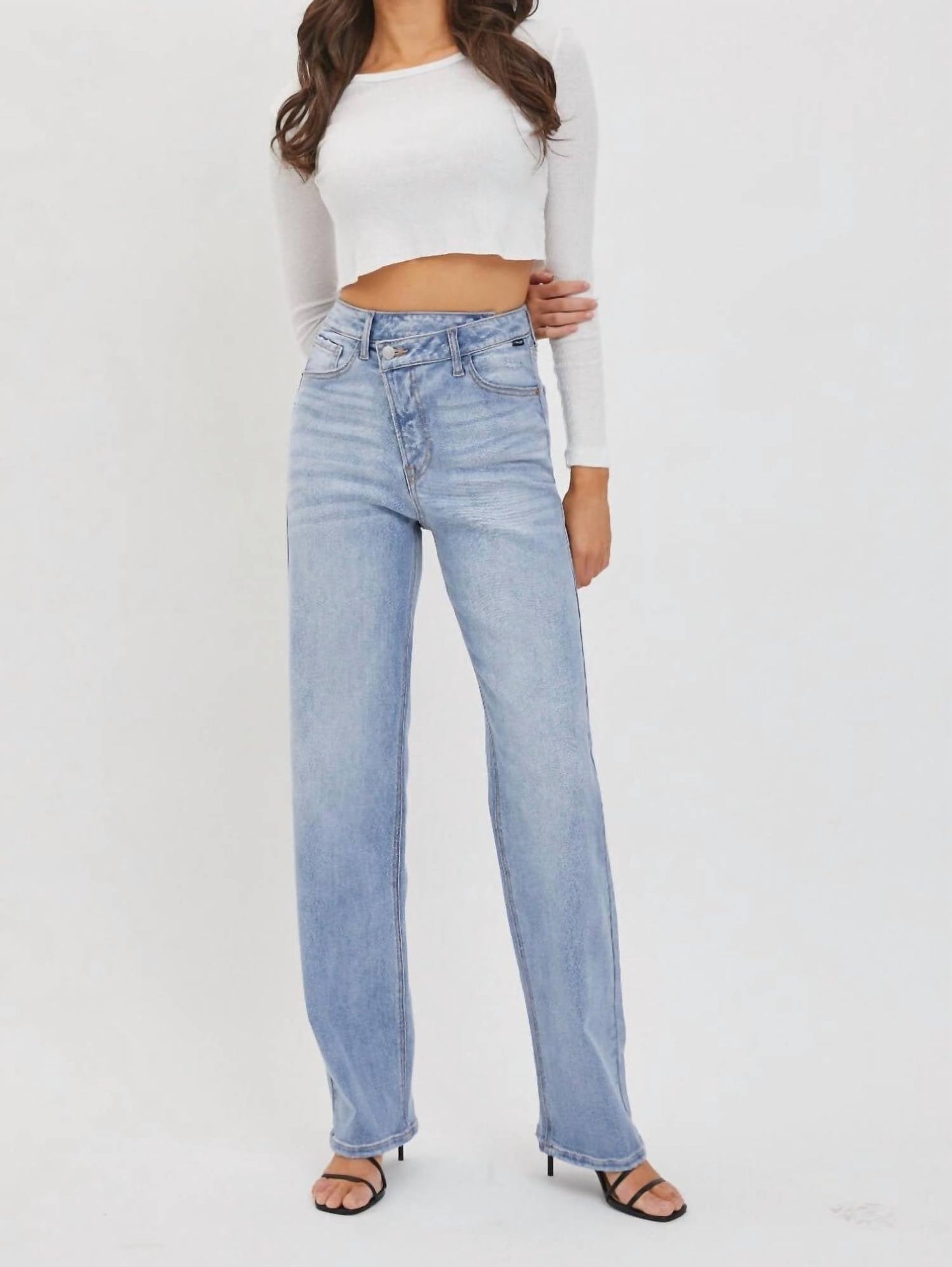 Cello - Jillian High Rise Asymmetrical Button Dad Jeans