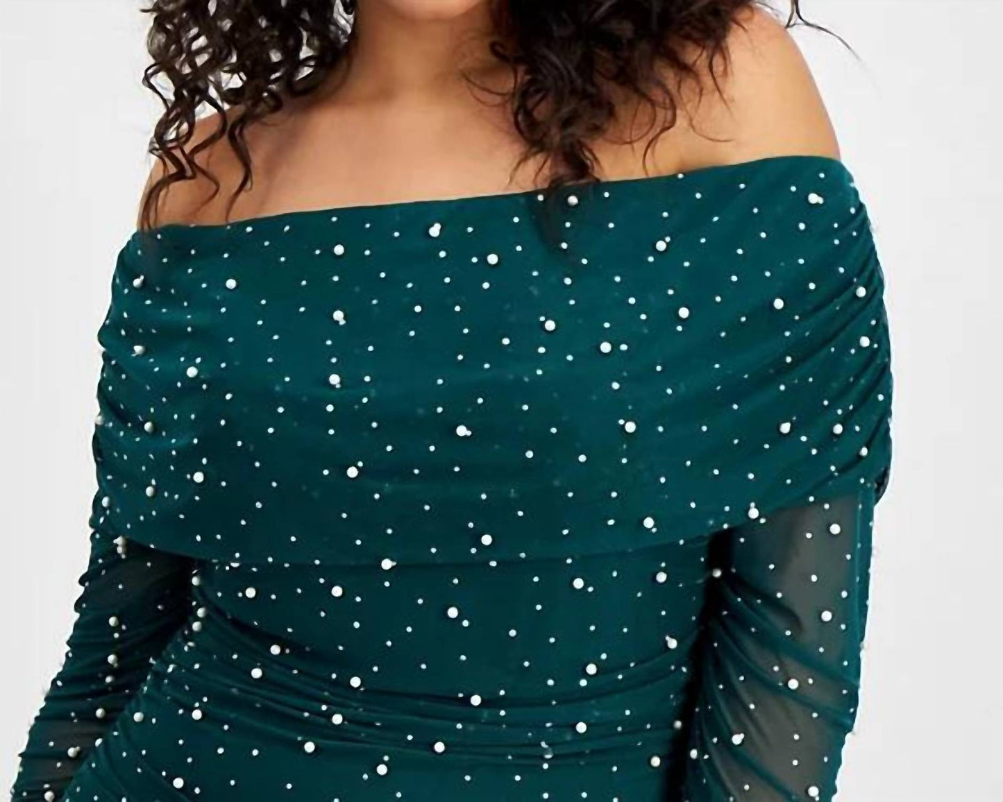 B. Darlin - Off-the-shoulder Pearl Gown - Plus