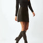 Ecru - Bonded Grid Leather Mini Skirt