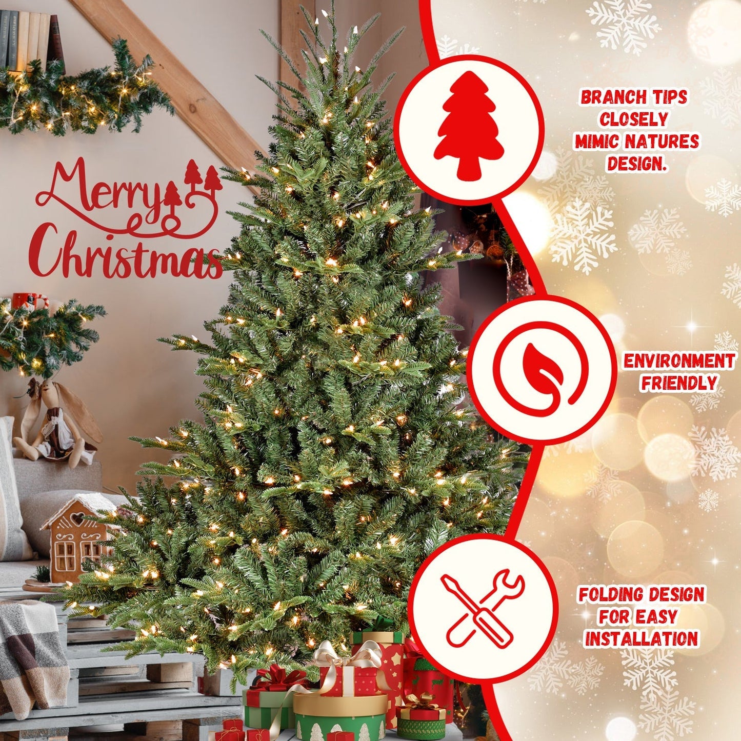 5FT The Full-Bodied Pre-Lit Evergreen Christmas Tree