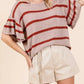 Mittoshop - STRIPED RUFFLE SHORT SLEEVE SWEATER KNIT TOP