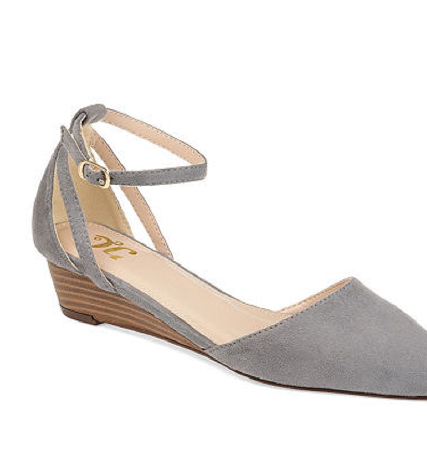 Sapatos femininos Journee Collection Arkie Sliver Wedges, cinza, tamanho 7,5 m