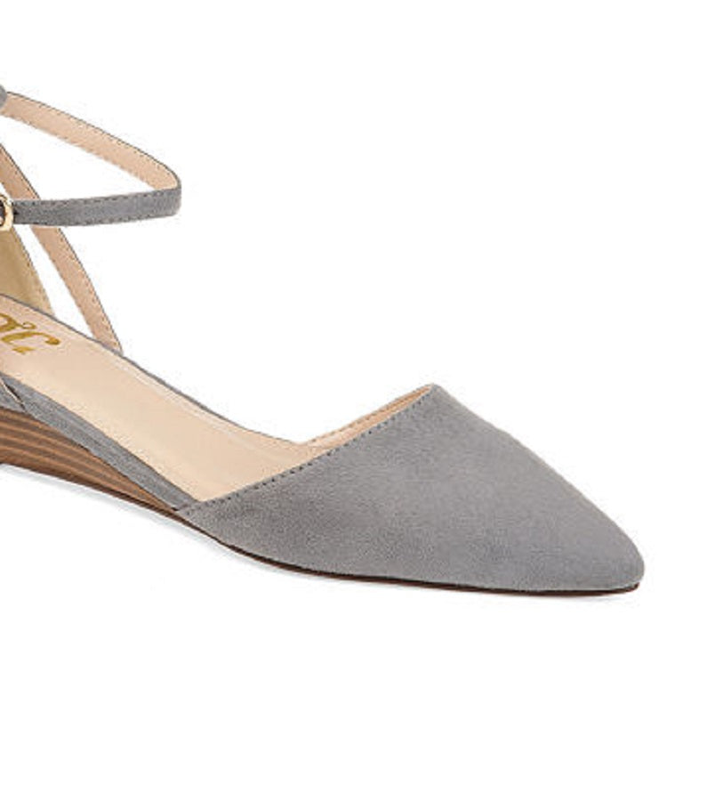 Sapatos femininos Journee Collection Arkie Sliver Wedges, cinza, tamanho 7,5 m